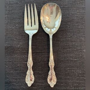 Vtg WM Rogers Silver Plate GRAND ELEGANCE Serving Spoon & Fork